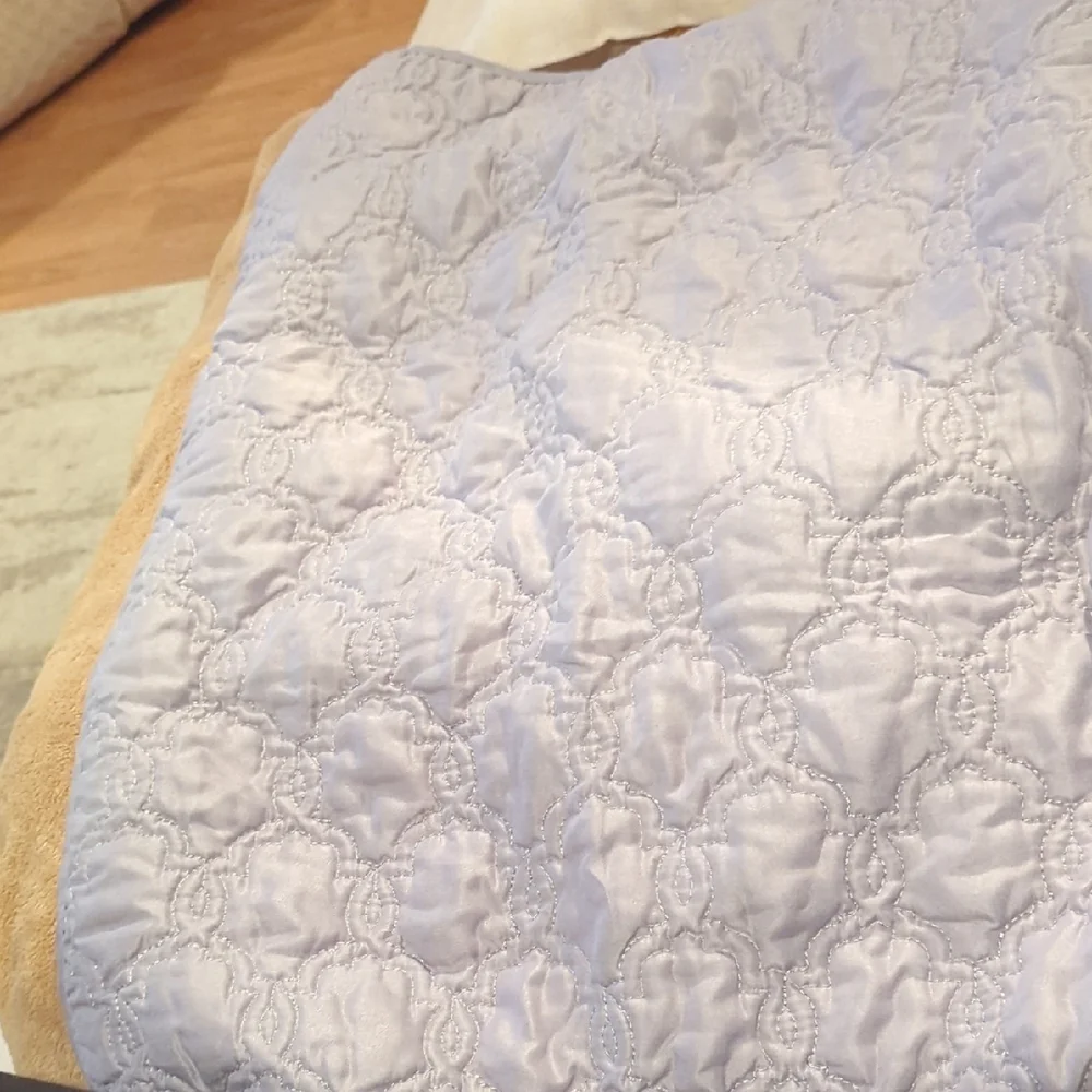 Set Of Two Vintage Quilted Pillow Shams. Soft Gray